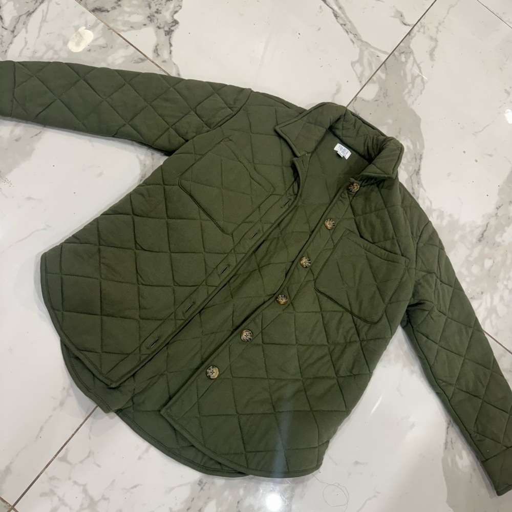 Times and Tru Olive Quilted Utility Jacket